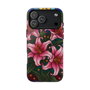 Tough Magnetic Case, Pink Lily Floral Phone Cover - Mobile Cases