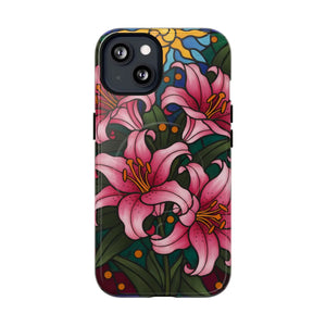 Tough Magnetic Case, Pink Lily Floral Phone Cover - Mobile Cases