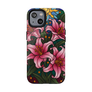 Tough Magnetic Case, Pink Lily Floral Phone Cover - Mobile Cases