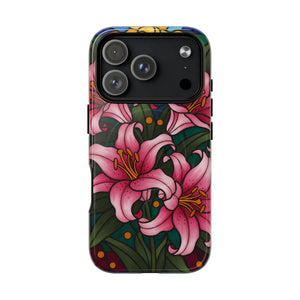 Tough Magnetic Case, Pink Lily Floral Phone Cover - Mobile Cases
