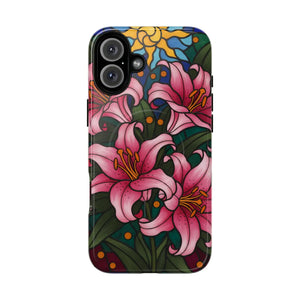 Tough Magnetic Case, Pink Lily Floral Phone Cover - Mobile Cases