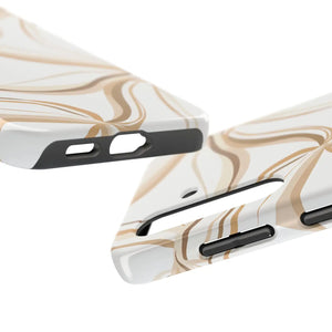 Tough Phone Case - Neutral Abstract Swirl Design - Dipaliz