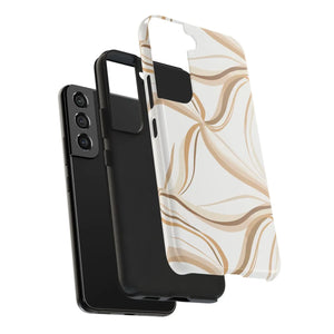 Tough Phone Case - Neutral Abstract Swirl Design - Dipaliz