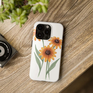 Tough Phone Case, Yellow Black-eyed Susan Floral Design - Mobile Cases