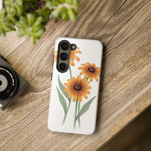 Tough Phone Case, Yellow Black-eyed Susan Floral Design - Mobile Cases