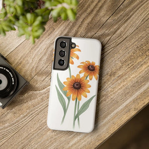 Tough Phone Case, Yellow Black-eyed Susan Floral Design - Mobile Cases