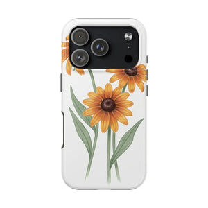 Tough Phone Case, Yellow Black-eyed Susan Floral Design - Mobile Cases