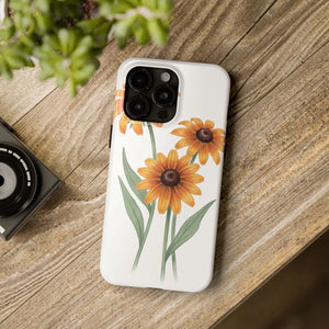 Tough Phone Case, Yellow Black-eyed Susan Floral Design - Mobile Cases