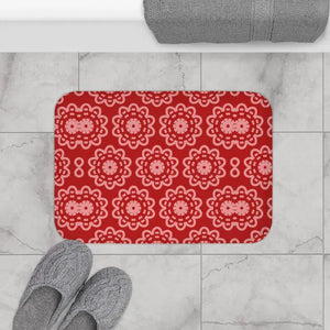 Red Geometric Bath Mat - Plush Vibrant Comfort - Dipaliz - 24’’ × 17’’ - Mats & Rugs