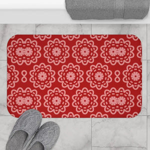 Red Geometric Bath Mat - Plush Vibrant Comfort - Dipaliz - 34’’ × 21’’ - Mats & Rugs