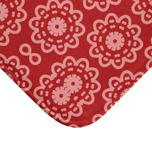Red Geometric Bath Mat - Plush Vibrant Comfort - Dipaliz - Mats & Rugs