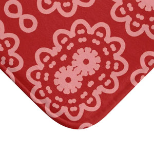 Red Geometric Bath Mat - Plush Vibrant Comfort - Dipaliz - Mats & Rugs