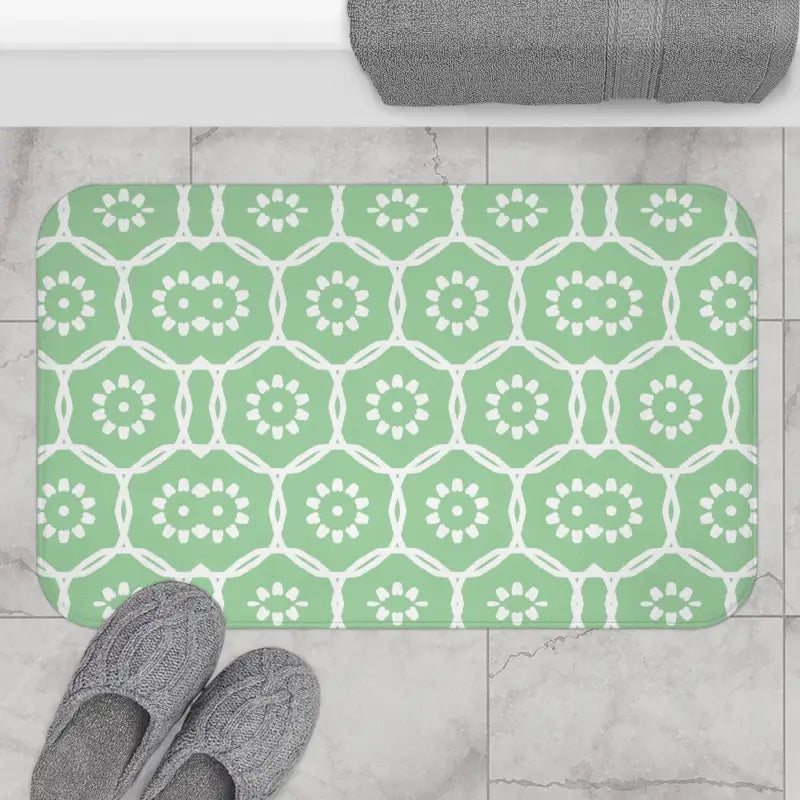 Transform your Bathroom with a Green Geometric Bath Mat - 34’’ × 21’’ Home Decor