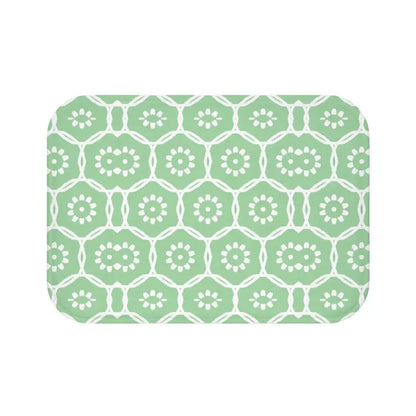 Transform your Bathroom with a Green Geometric Bath Mat - Home Decor