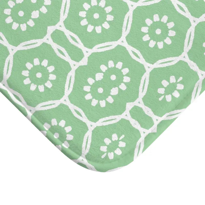 Transform your Bathroom with a Green Geometric Bath Mat - Home Decor