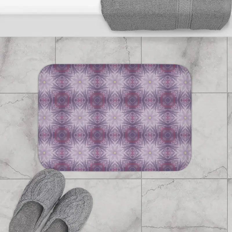 Transform your Bathroom with a Purple Geometric Bath Mat - 24’’ × 17’’ Home Decor