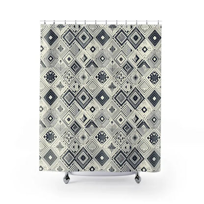 Transform your Bathroom with a Monochrome Geometric Shower Curtain - 71’’ × 74’’ Home Decor