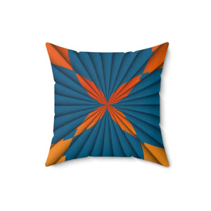 Blue Radial Abstract Polyester Square Pillow - Bold Modern Decor - Dipaliz - 16’’ × - Throw Pillows