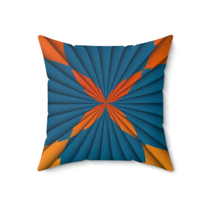 Blue Radial Abstract Polyester Square Pillow - Bold Modern Decor - Dipaliz - 18’’ × - Throw Pillows