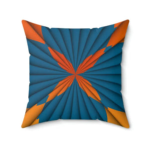 Blue Radial Abstract Polyester Square Pillow - Bold Modern Decor - Dipaliz - Throw Pillows