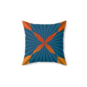 Blue Radial Abstract Polyester Square Pillow - Bold Modern Decor - Dipaliz - Throw Pillows