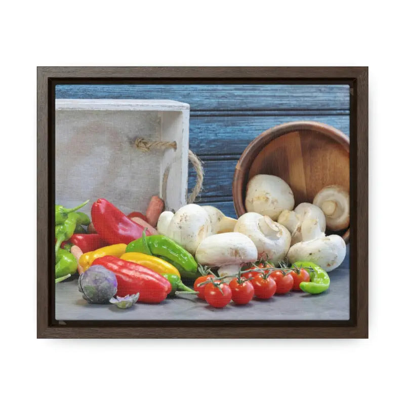 Colorful Fresh Veggies: Transform your Space with Vibrant Art - 10″ x 8″ / Walnut / Premium Gallery Wraps (1.25″) Canvas