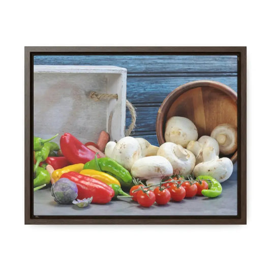 Colorful Fresh Veggies: Transform your Space with Vibrant Art - 14″ x 11″ / Walnut / Premium Gallery Wraps