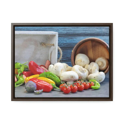 Colorful Fresh Veggies: Transform your Space with Vibrant Art - 16″ x 12″ / Walnut / Premium Gallery Wraps