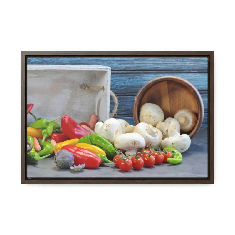 Colorful Fresh Veggies: Transform your Space with Vibrant Art - 18″ x 12″ / Walnut / Premium Gallery Wraps