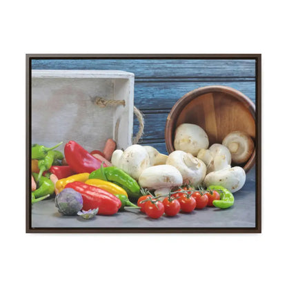 Colorful Fresh Veggies: Transform your Space with Vibrant Art - 24″ x 18″ / Walnut / Premium Gallery Wraps