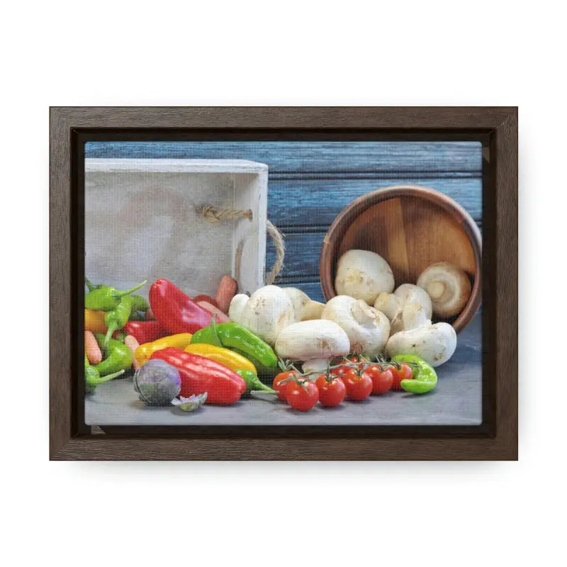 Colorful Fresh Veggies: Transform your Space with Vibrant Art - 7″ x 5″ / Walnut / Premium Gallery Wraps (1.25″) Canvas