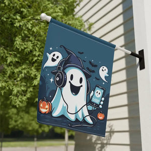 Ghost House Banner - Spooky Halloween Poly Poplin Canvas - Dipaliz - 24.5’’ × 32’’ - Flags & Windsocks