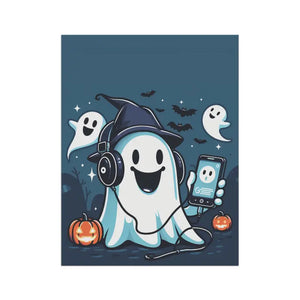 Ghost House Banner - Spooky Halloween Poly Poplin Canvas - Dipaliz - Flags & Windsocks