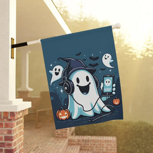 Ghost House Banner - Spooky Halloween Poly Poplin Canvas - Dipaliz - Flags & Windsocks