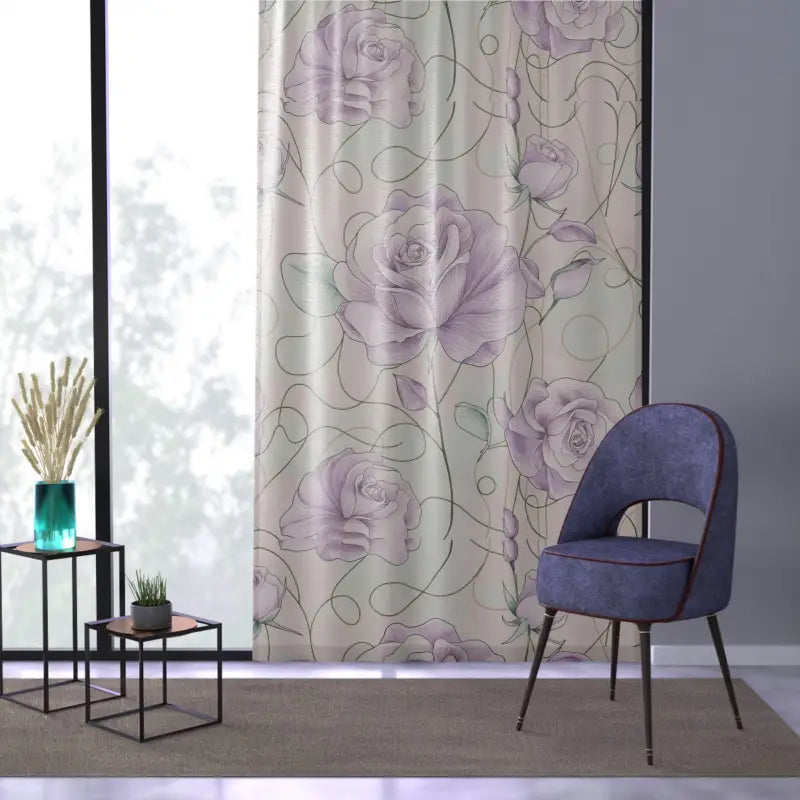 Transform Living Space with Purple Rose Flowers Curtains - Sheer / White / 50’’ × 84’’ Home Decor