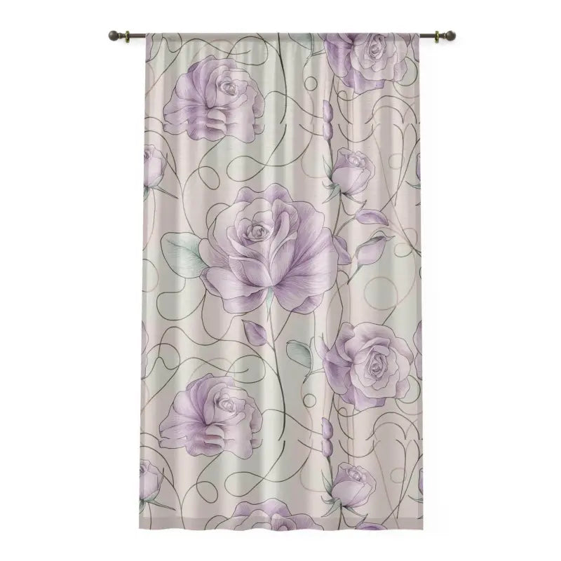 Transform Living Space with Purple Rose Flowers Curtains - Sheer / White / 50’’ × 84’’ Home Decor