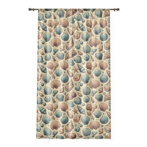Sea Shell Window Curtains - Ocean Decor Style - Dipaliz - Sheer / White / 50’’ × 84’’