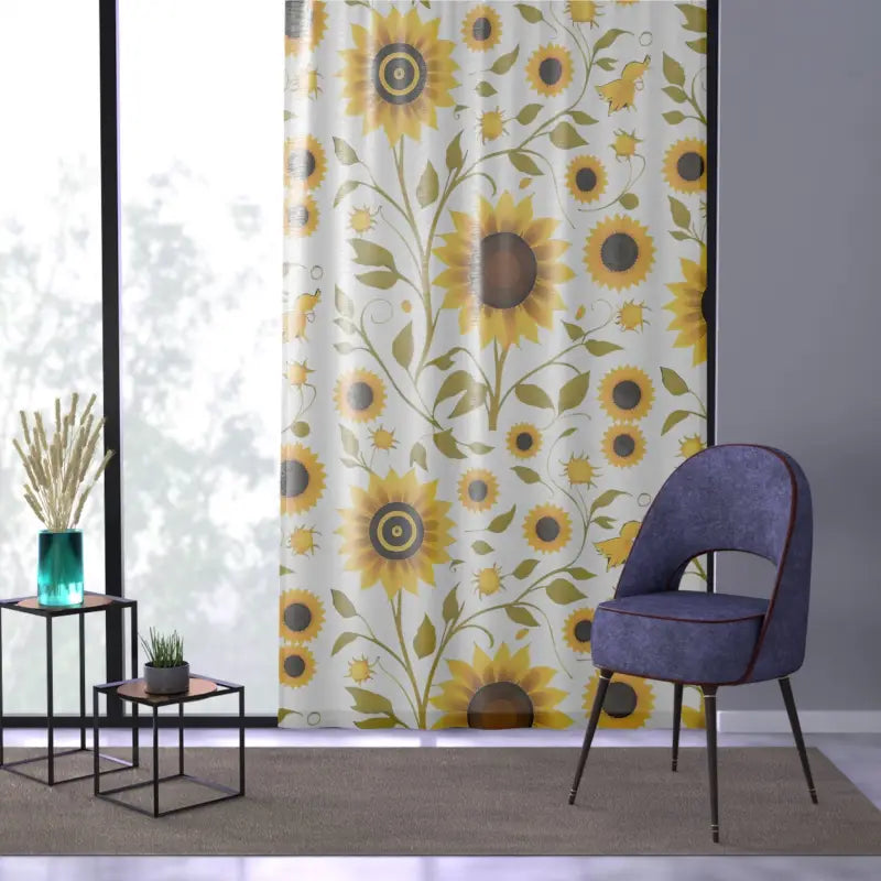 Sunflower Bliss Curtains: Nature’s Hug for your Home Decor - Sheer / White / 50’’ × 84’’