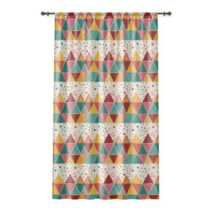 Stunning Bright Triangular Pattern Window Curtains - Dipaliz - Sheer / White / 50’’ × 84’’
