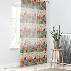 Stunning Bright Triangular Pattern Window Curtains - Dipaliz - Sheer / White / 50’’ × 84’’