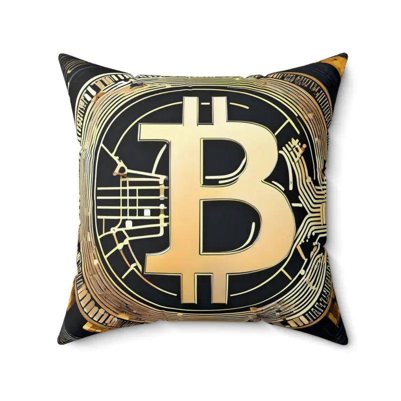 Upgrade your Space with Spun Polyester Square Bitcoin Pillows - 20’’ × Home Decor