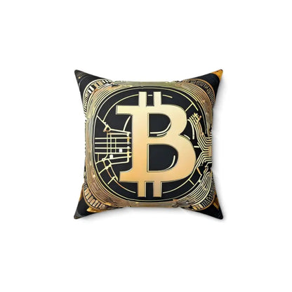 Upgrade your Space with Spun Polyester Square Bitcoin Pillows - Home Decor