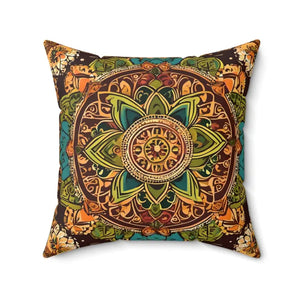 Vibrant Indian Pattern Spun Polyester Square Pillow - Dipaliz - 20’’ × - Throw Pillows