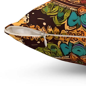 Vibrant Indian Pattern Spun Polyester Square Pillow - Dipaliz - Throw Pillows