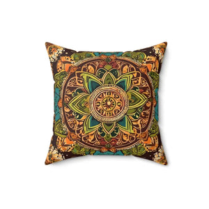 Vibrant Indian Pattern Spun Polyester Square Pillow - Dipaliz - Throw Pillows