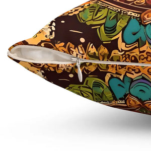 Vibrant Indian Pattern Spun Polyester Square Pillow - Dipaliz - Throw Pillows