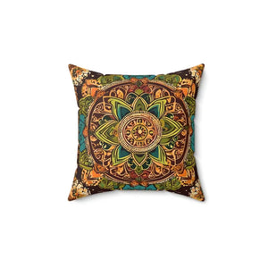 Vibrant Indian Pattern Spun Polyester Square Pillow - Dipaliz - Throw Pillows