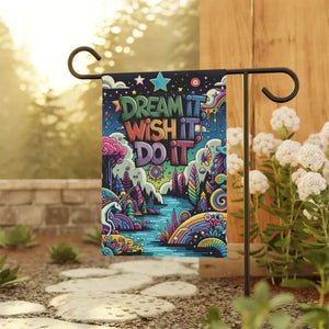 Dream it Garden Banner 12x18 Poly Poplin Canvas Black Lined Dipaliz - 12’’ × 18’’ - Flags & Windsocks