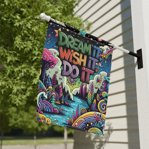 Home Decor - Dipaliz Dream Banner 12x18 Poly Poplin Canvas Black Lined Garden Flag