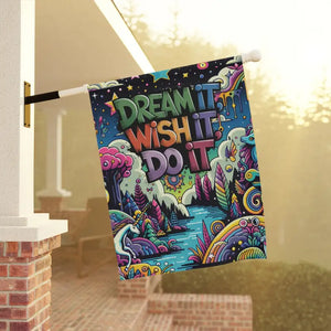Home Decor - Dipaliz Dream Banner 12x18 Poly Poplin Canvas Black Lined Garden Flag